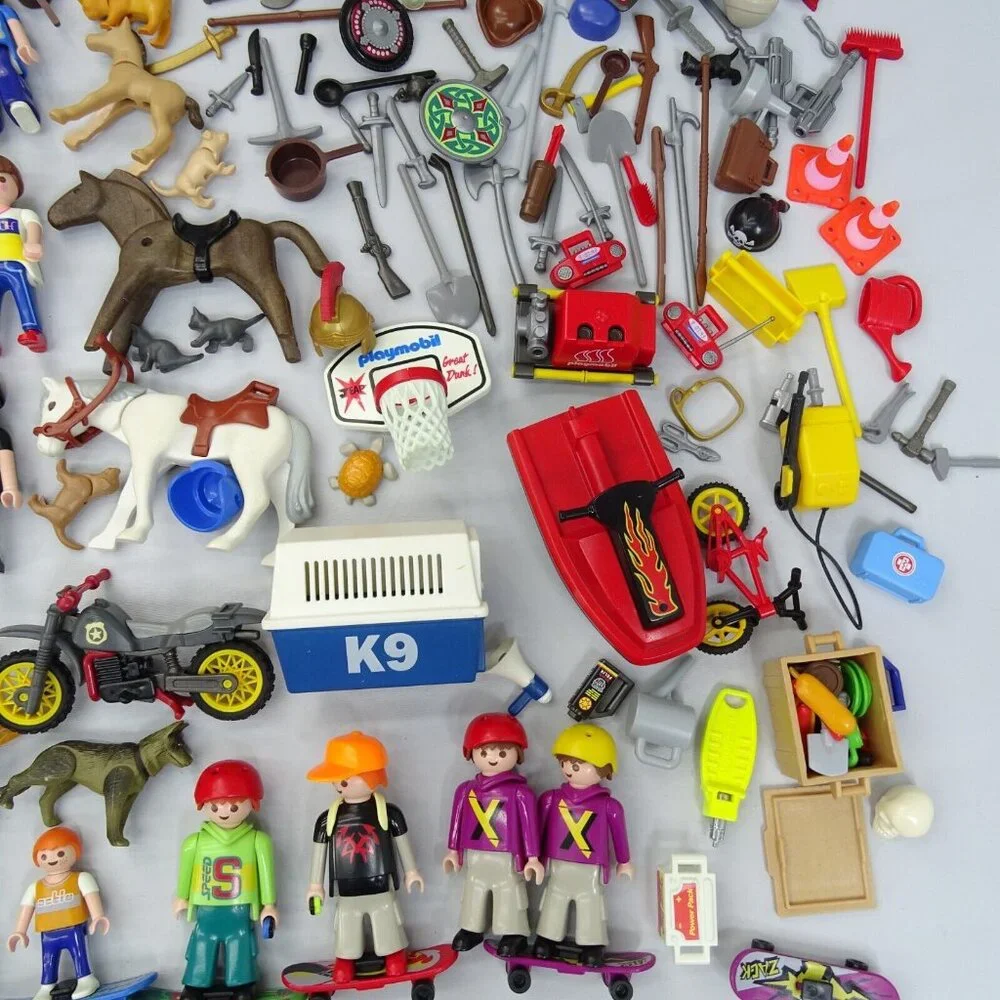 Vintage Playmobil Figures Knights Pirates Police‎ Skater Accessories Swords Lot
